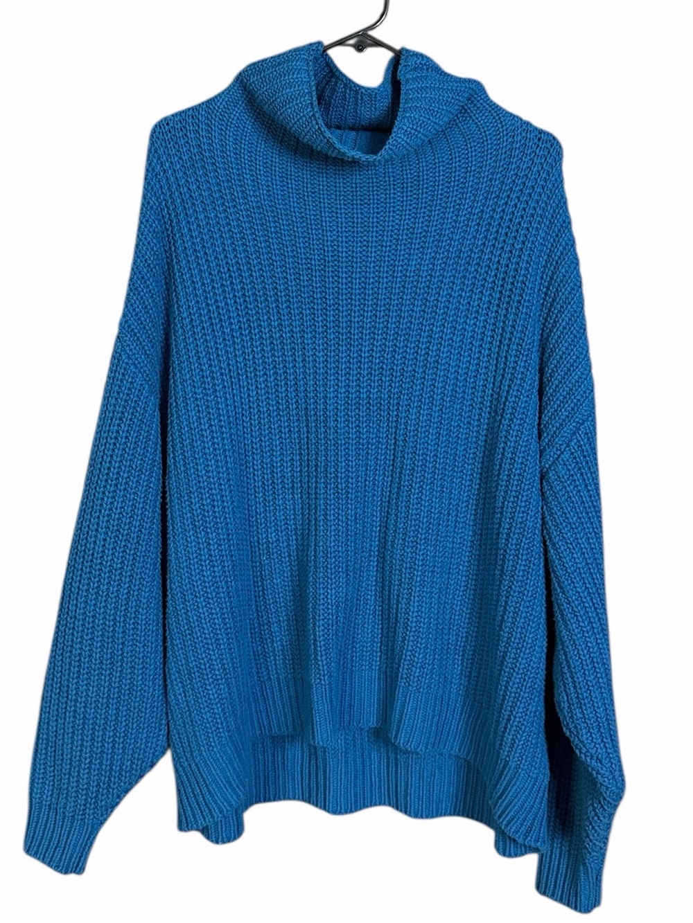 FREE PEOPLE Swim Too Deep Turtleneck Sweater in Blue Women's Small - Picture 2 of 7